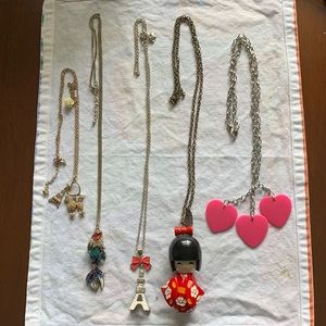 5 Necklace Lot Large Charms